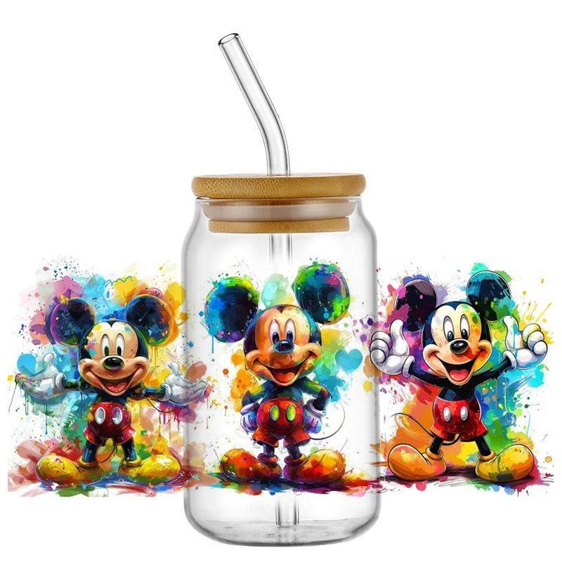 popular Mixed Cartoon Decal Wrap Stickers Waterproof UV DTF Cup Mug Wraps Sticker DIY 3D Wrap Decal For 16oz Libbey Glass