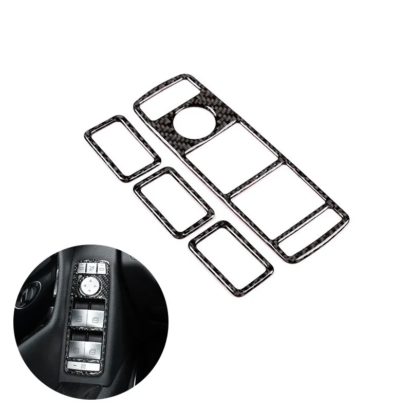 

For Mercedes Benz W204 A B C E CLA GLA GLE GL ML Class Car Carbon Fiber Interior Window Lift Switch Button Frame Cover Trim
