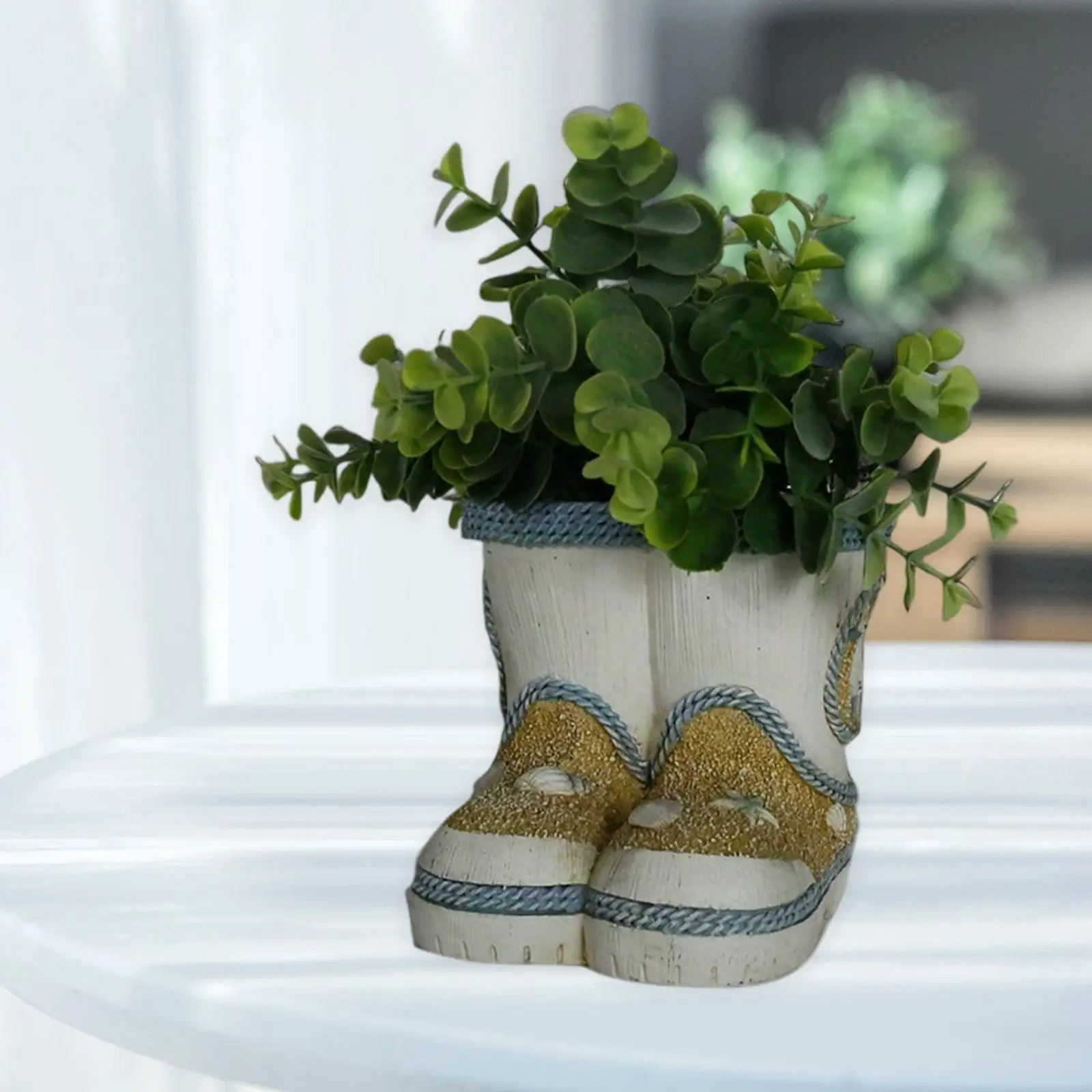 Boot Planter Craftsmanship Resin Centerpiece for Housewarmings Mantel Tables