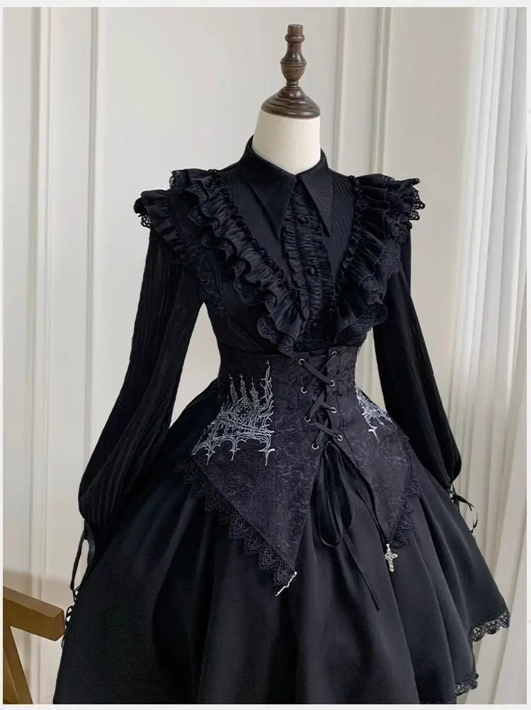 

Coalfell Palace Style Retro Lantern Sleeve Shirt Lightweight and Slightly Cool Lolita Long Sleeved Shirt for Spring and Summer