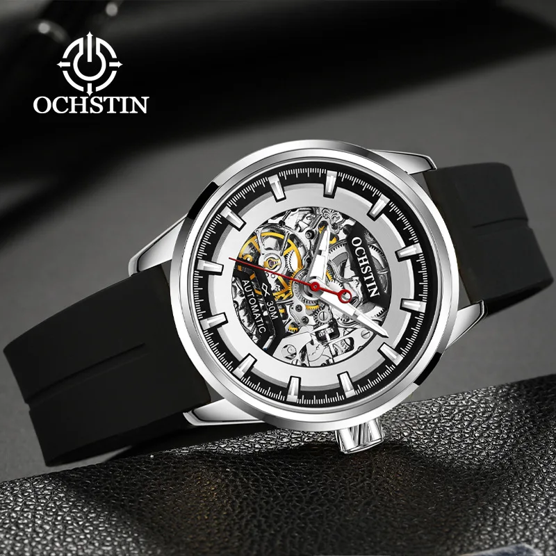 OCHSTIN brand fashionable men's mechanical watch magnetic suction silicone belt automatic mechanical watch factory price