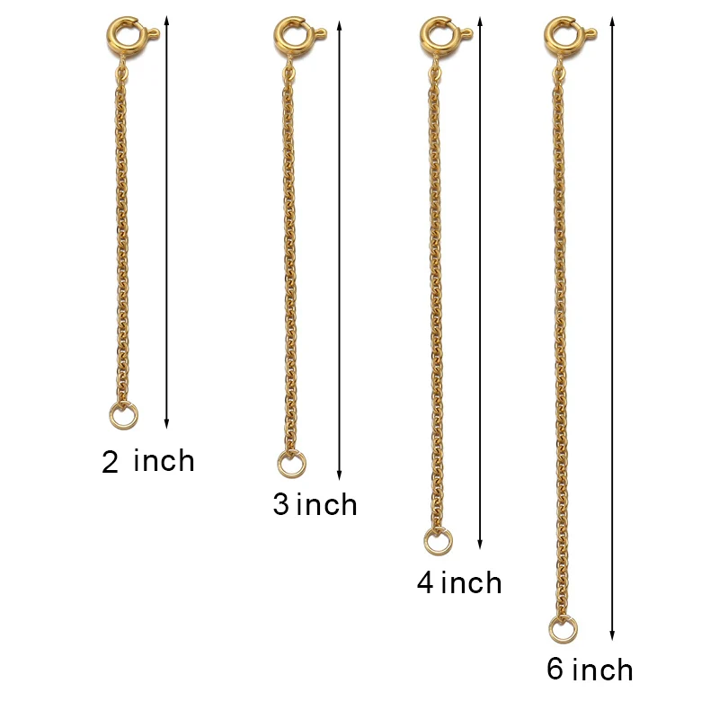 4pcs/set Stainless Steel Extension Tail Chain Cross Chain With Snap Hook Connector Link For DIY Jewelry Making Bracelet Necklace