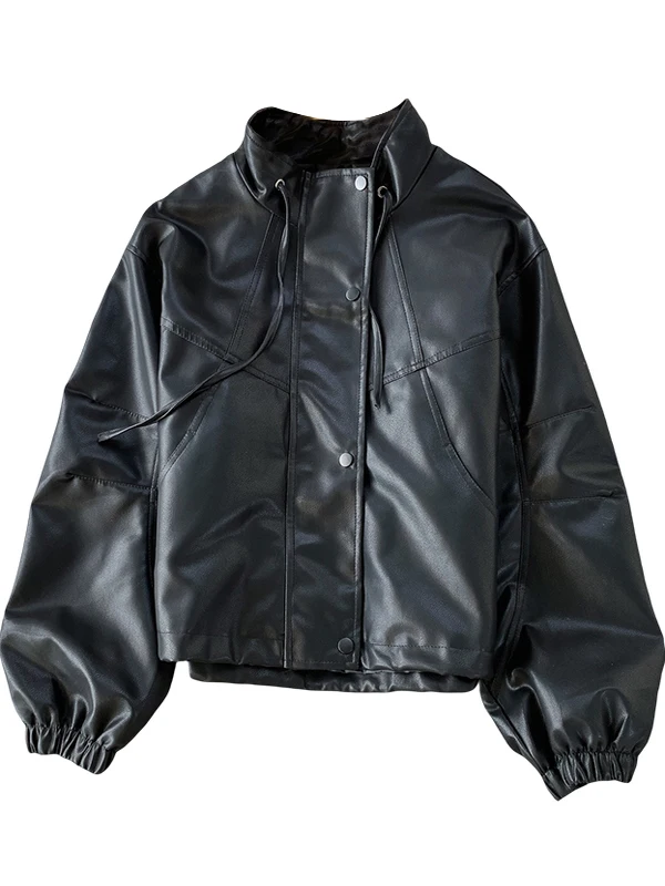 معطف Sli Brown Leather Jaet للسيدات لراكبي الدراجات النارية مثير عصري 2025 وصل حديثًا قسط PU مقاوم للرياح طويل Sve