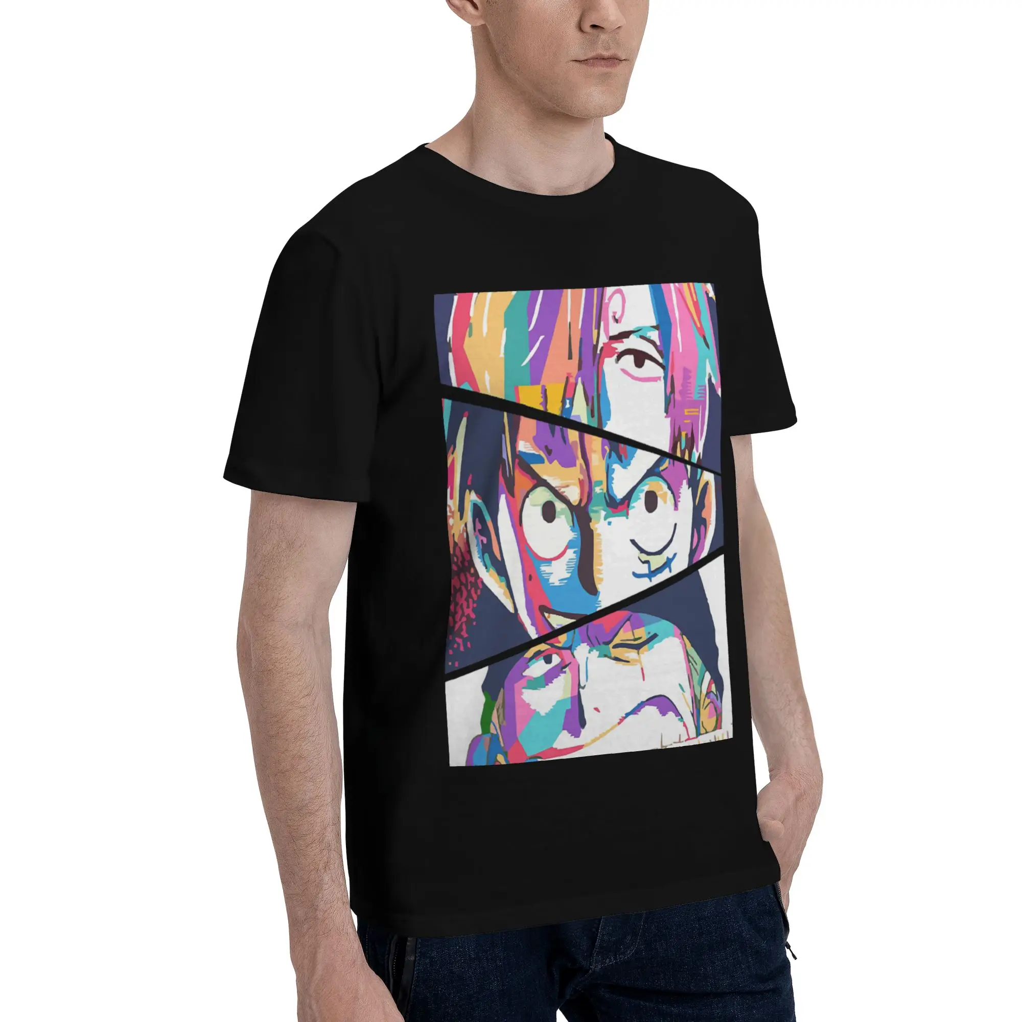 Sanji Luffy Zoro  Men's T Shirt One Piece Hipster Tee Shirt Short Sleeve Round Collar Pure Cotton Unique Clothing T-Shirt