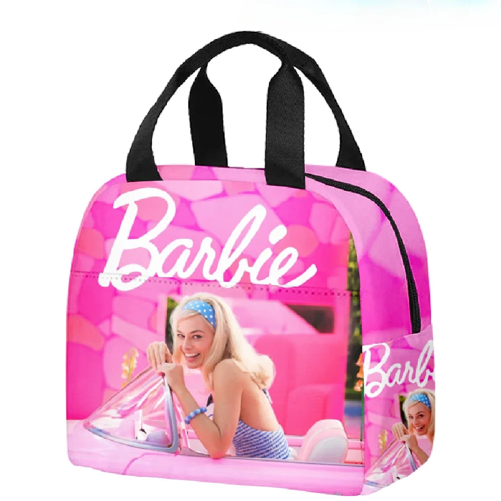 Borsa termica portatile Barbie borsa termica stampata alla moda borsa per il pranzo borsa in foglio di alluminio Lunch Box Cartoon Mochila