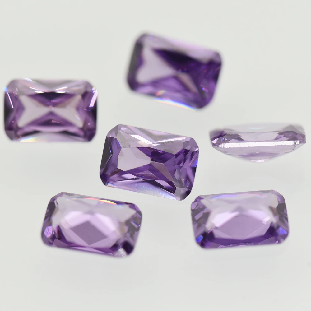 CZ Stone Loose Cubic Zirconia Octangle Birthstone Amethyst 4x6~13x18mm Machine Cut DIY for Jewelry Beads