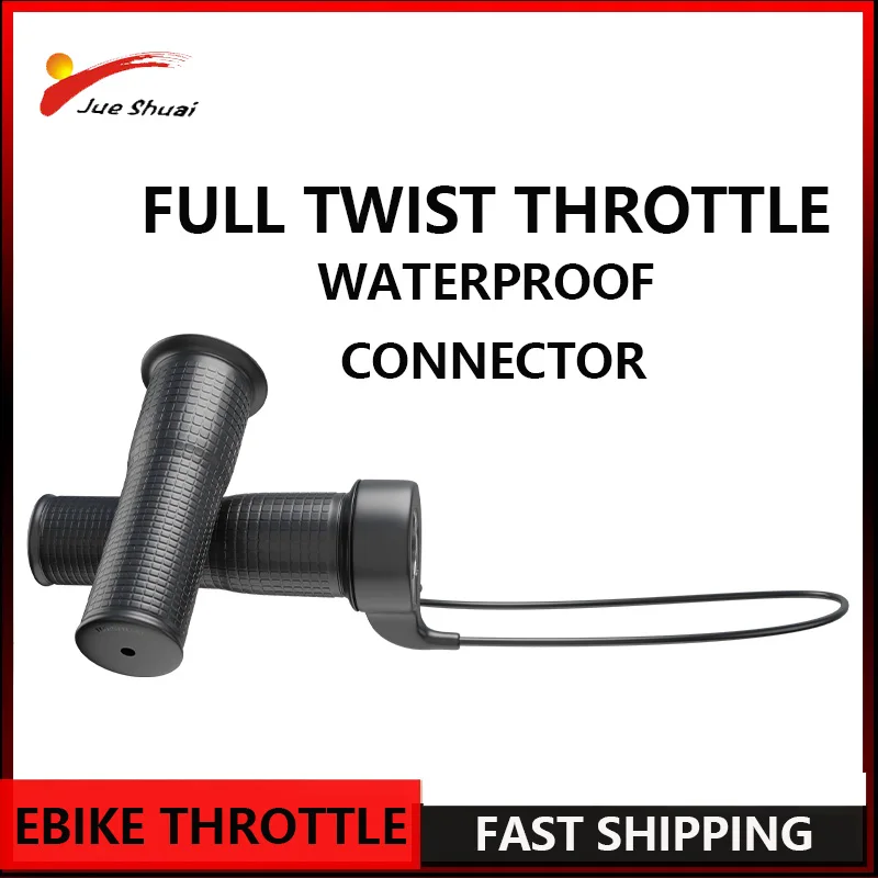 Total Twist Throttle for Electric Bicycle Accessories Black Handle Electric Bike Full Twist Throttle 3Pin Waterproof Connector