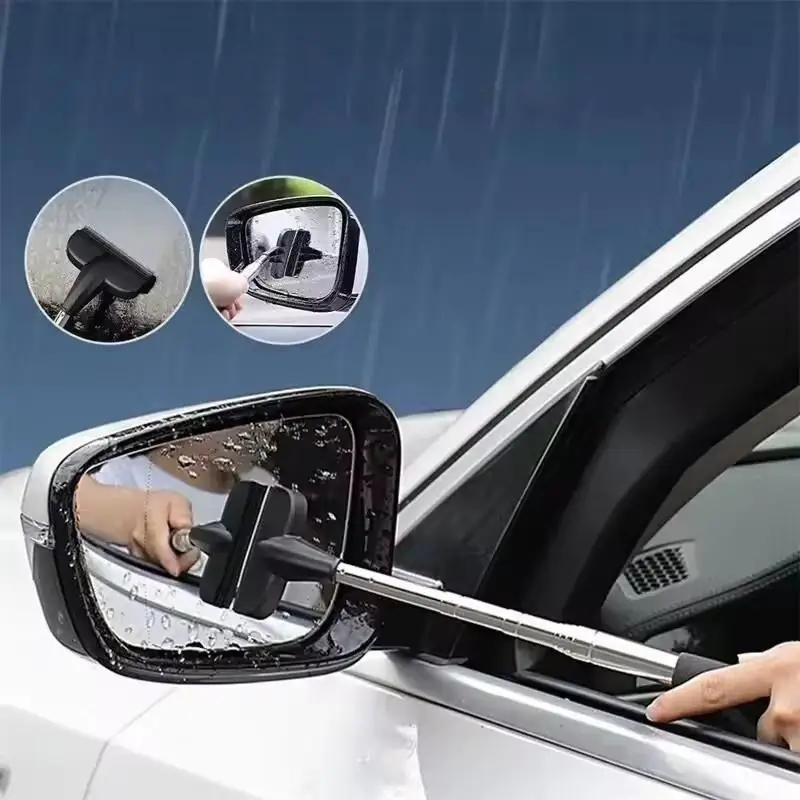 Multi functional telescopic wiper, convenient cleaning car rearview mirror wiper, 2-in-1 window cleaner
