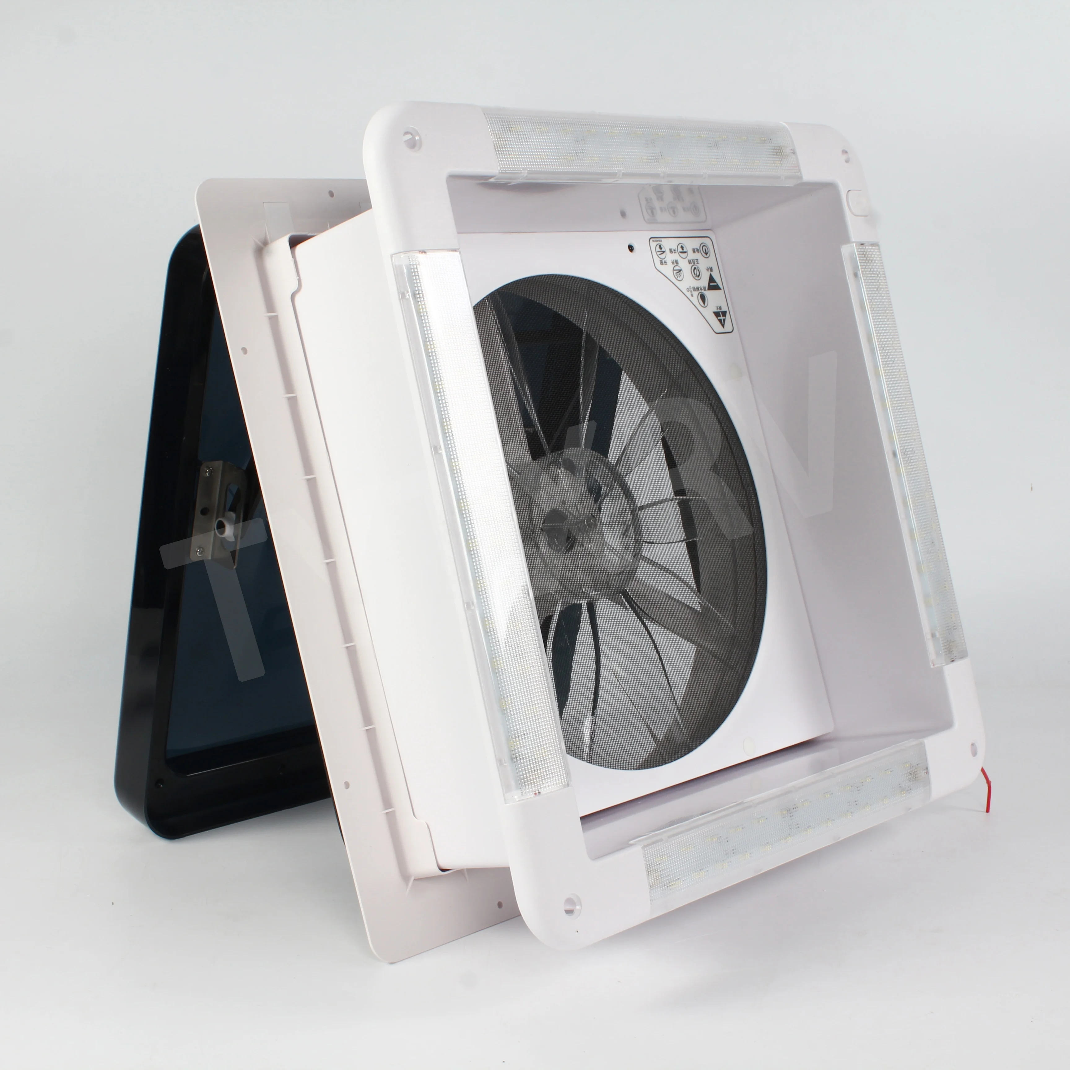 Ventilador de ventilação de teto RV com controle remoto elétrico de 12V e 16 polegadas com diodo emissor de luz e sensor de chuva