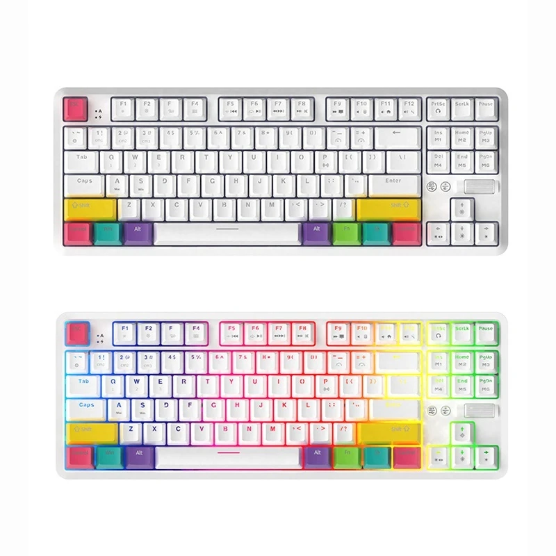 Ajazz-Teclado mecânico sem fio personalizado, Hot Swappable E-Sports Game, RGB, chá, eixo vermelho, K870t