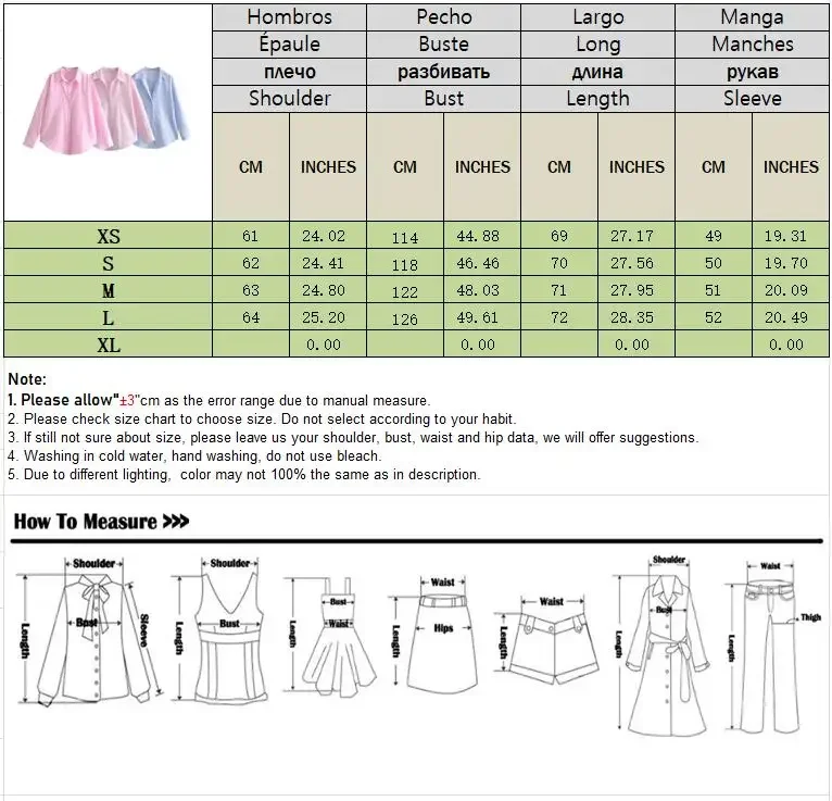 BSAY Frauen Mode Langarm einreiher Revers Baumwolle Oxford Bluse Straße Kleidung Hemd Chic Damen Crop Tops Mujer – Detail 1