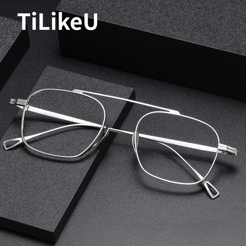 

Vintage Pure Titanium Pilot Square Eyeglasses Frames Men Women Brand Designer Hand-made Light High Quality Glasses Eyewear Frame