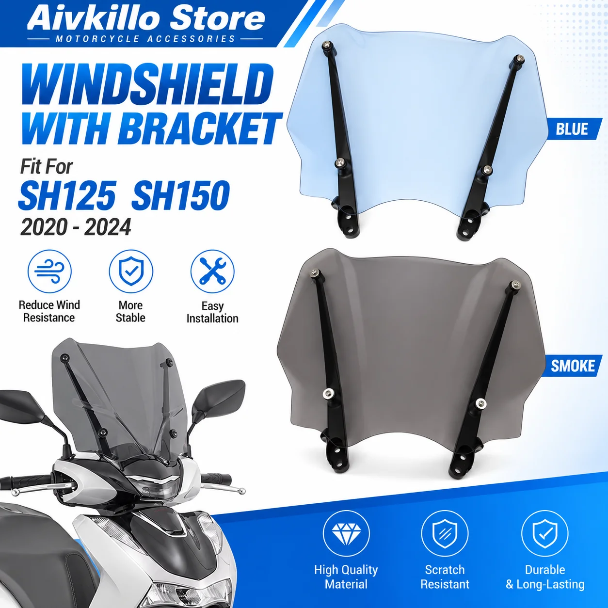 Fit For HONDA SH125 SH150 2020 - 2024 SH 125i 150i European Version Motorcycle Windscreen Windshield SH