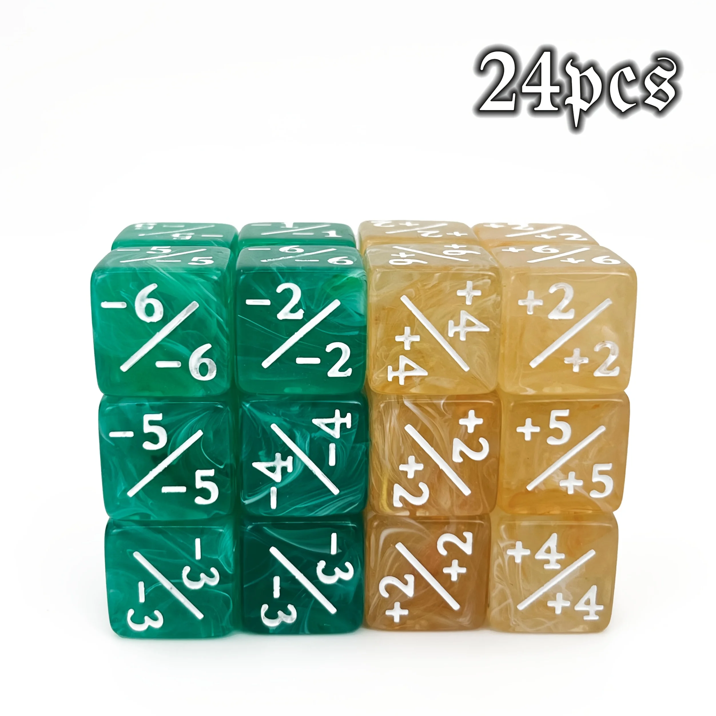 24 Buah MTG Penghitung Dadu Ajaib Penghitung Pertemuan Token Kehidupan Negatif Ditambah Satu Set Dadu untuk MTG, TCG, Aksesori Permainan Kartu
