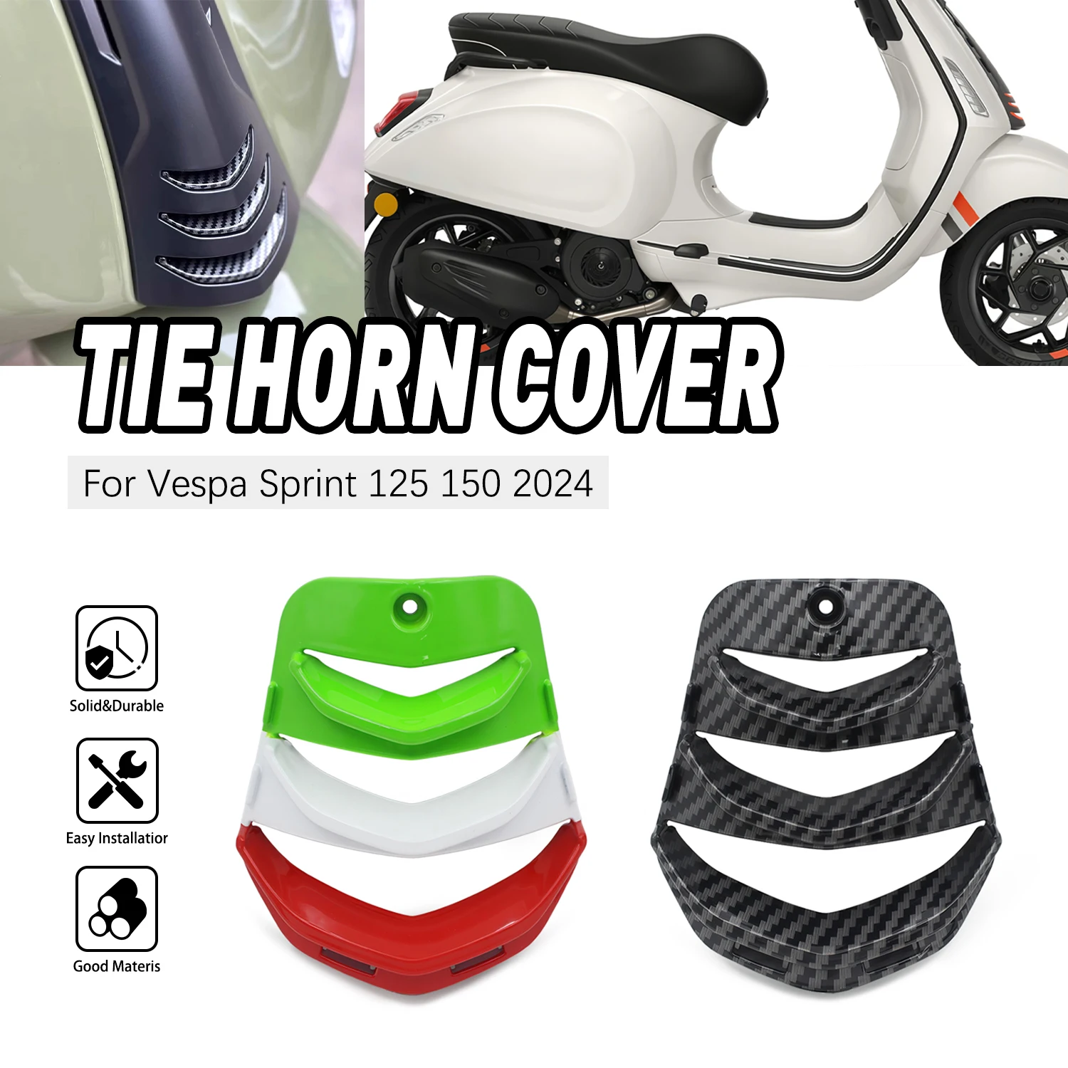 For Vespa Sprint 125 150 2024 2025 Motorcycle Horn Cover Inlay Tie Grill Protector Decorate Guard ABS accessories moto