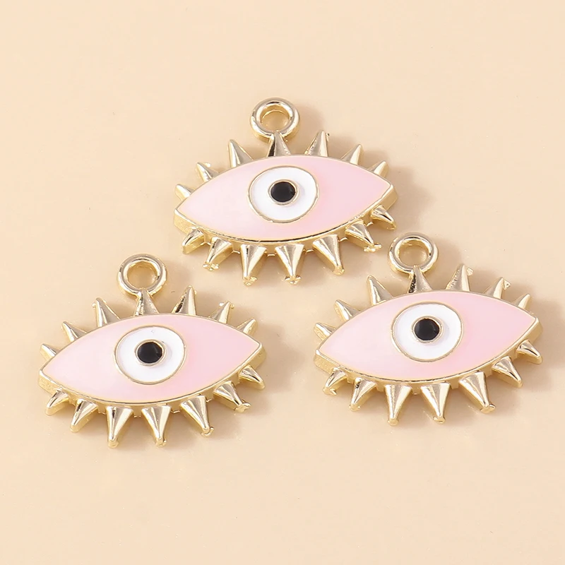 20 Stück Niedliche Emaille-Anhänger mit Bösem Auge und Herz für Schmuckherstellung, Ohrringe, Halsketten, Armbänder, DIY-Bastelbedarf – Detail 16