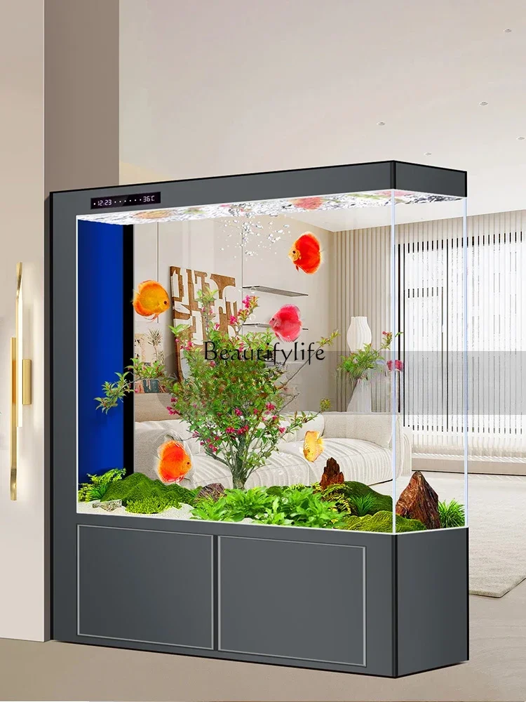 

ld33-*Living Room Partition Screens Small Ultra-White Glass Fish Globe Ecological Circulation Filter Aquarium