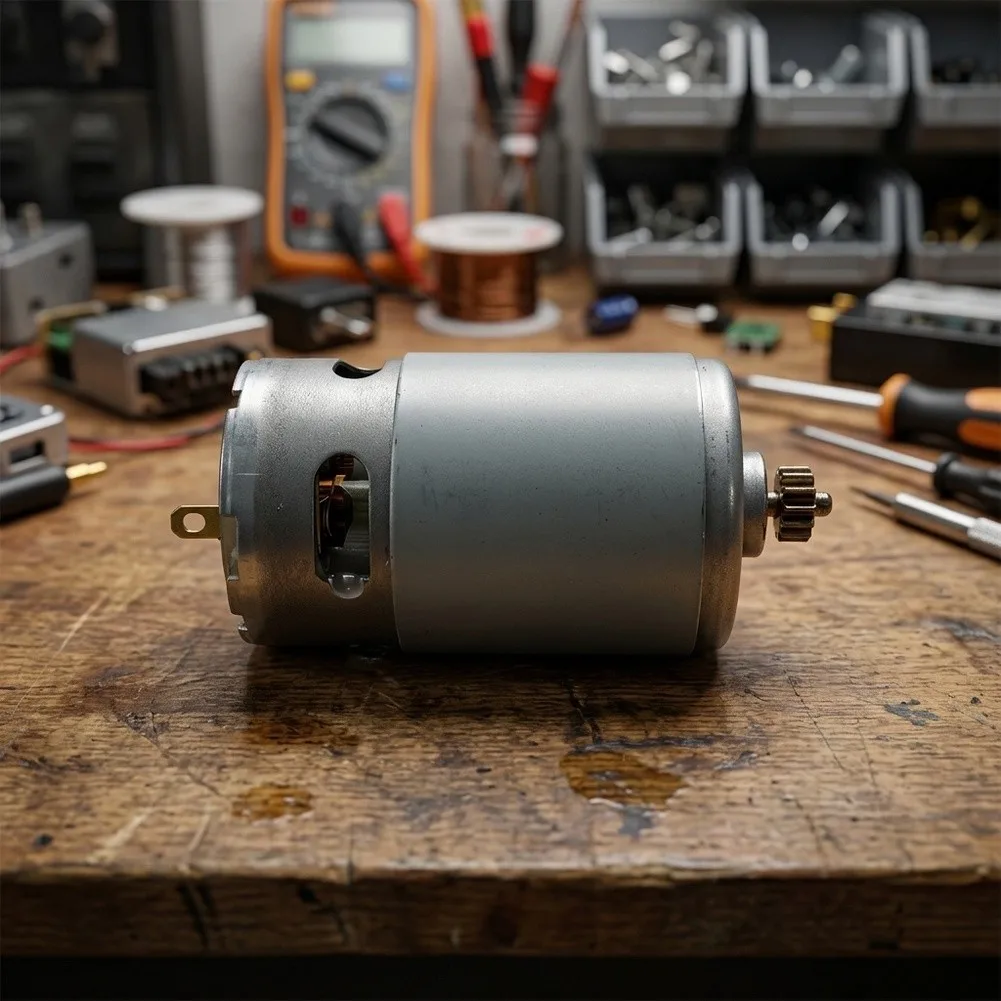 Power Tool Motor Silver 12V Motor Assembly Metal Construction Silver Finish Compact Design Precise Engineering
