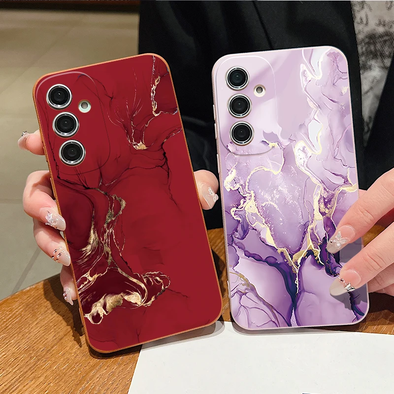 Bunte Marmormuster-Handyhülle für Samsung Galaxy S26 S25 S24 S23 Ultra S22 Plus S25 FE Edge Weiche TPU-Leder-Textur-Abdeckung
