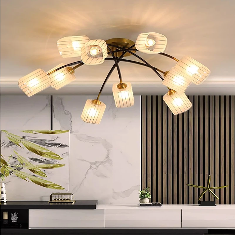 

Nordic chandelier lights living room bedroom branch glass ceiling chandeliers round dining room led lighting black/gold fixtures