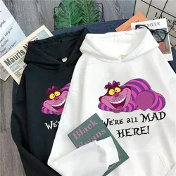 Moda gótico moletons roupas alice no país das maravilhas moletom cheshire gato feminino mangá moletom harajuku feminino hoodies com capuz