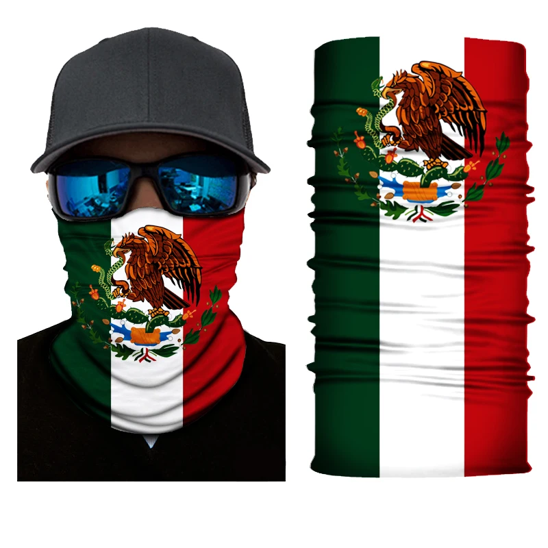 Mexico Flag Face Neck Gaiter Tube Magic Scarf Headband Multi-Used Headwear UV Bandana Balaclava Motorcycle Headwrap