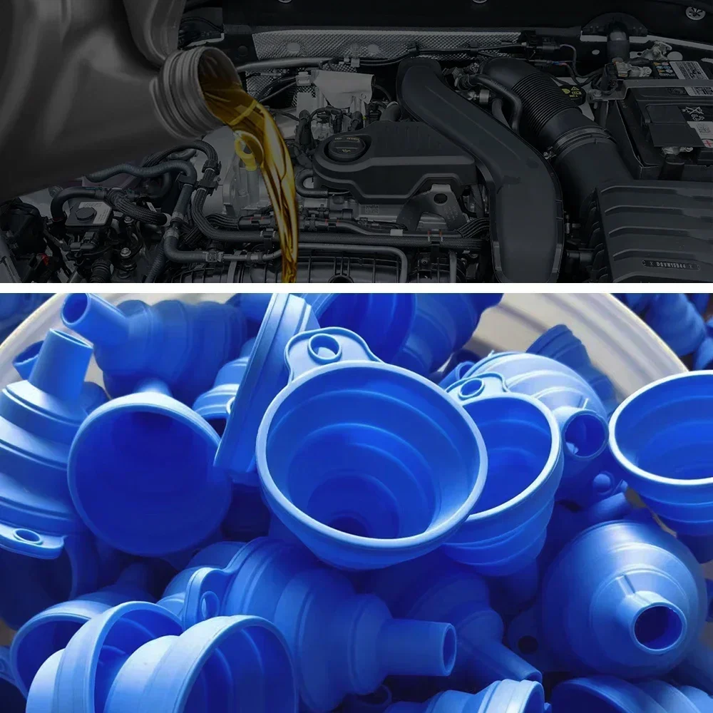 3PCS Engine Funnel Car Universal Silicone Liquid Funnel Washer Fluid Change Foldable Portable Auto Oil Petrol Change Funnel