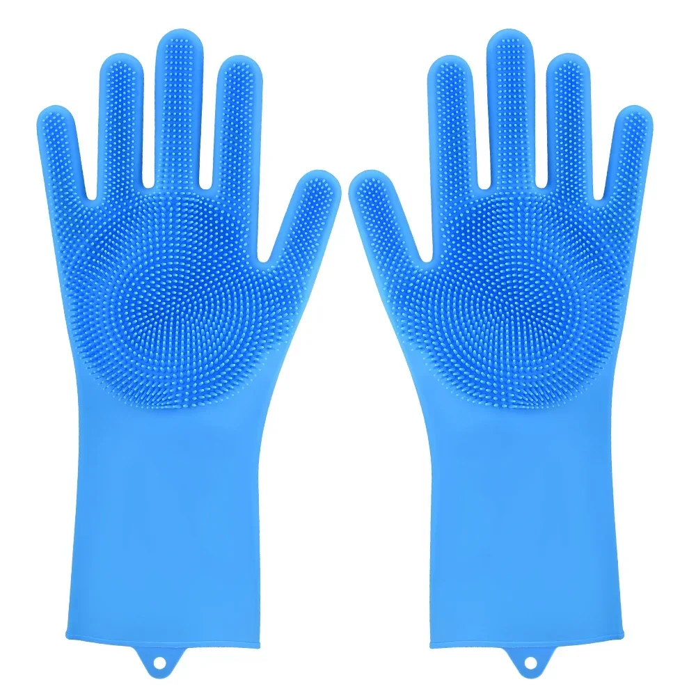 2 pcs Latex Dishwashing Gloves Silicone Scrubber Gloves Eco-Friendly Household Home Cleaning Gloves Car Pet Caring Helper Sponge