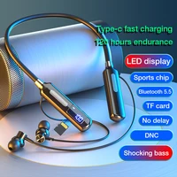 EARDECO con Chip deportivo, auriculares Bluetooth, auriculares inalámbricos de graves con micrófono, banda para el cuello, pasos, cronómetro de calorías