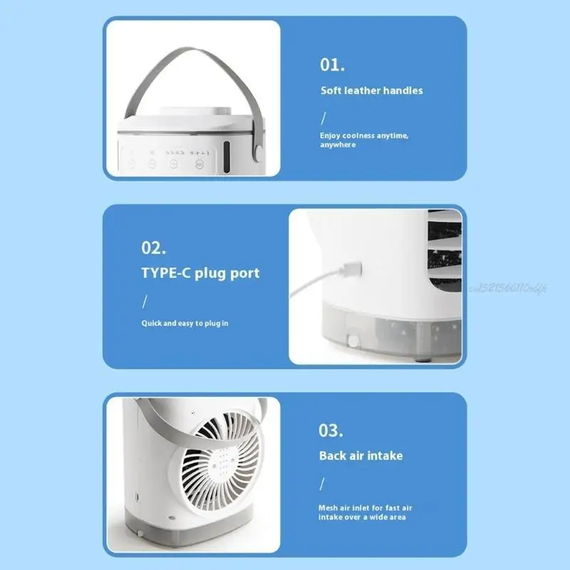 27RB Portable Air Conditioner Fan Humidifying Fan Desktop Fan with Night Light Household Sprayer Refrigeration Conditioner
