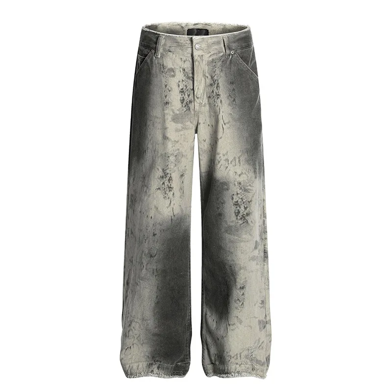 

Vintage Hip Hop Printed Jeans Pants Washed Streetwear Fashion Denim Trousers For Male Loose Fit