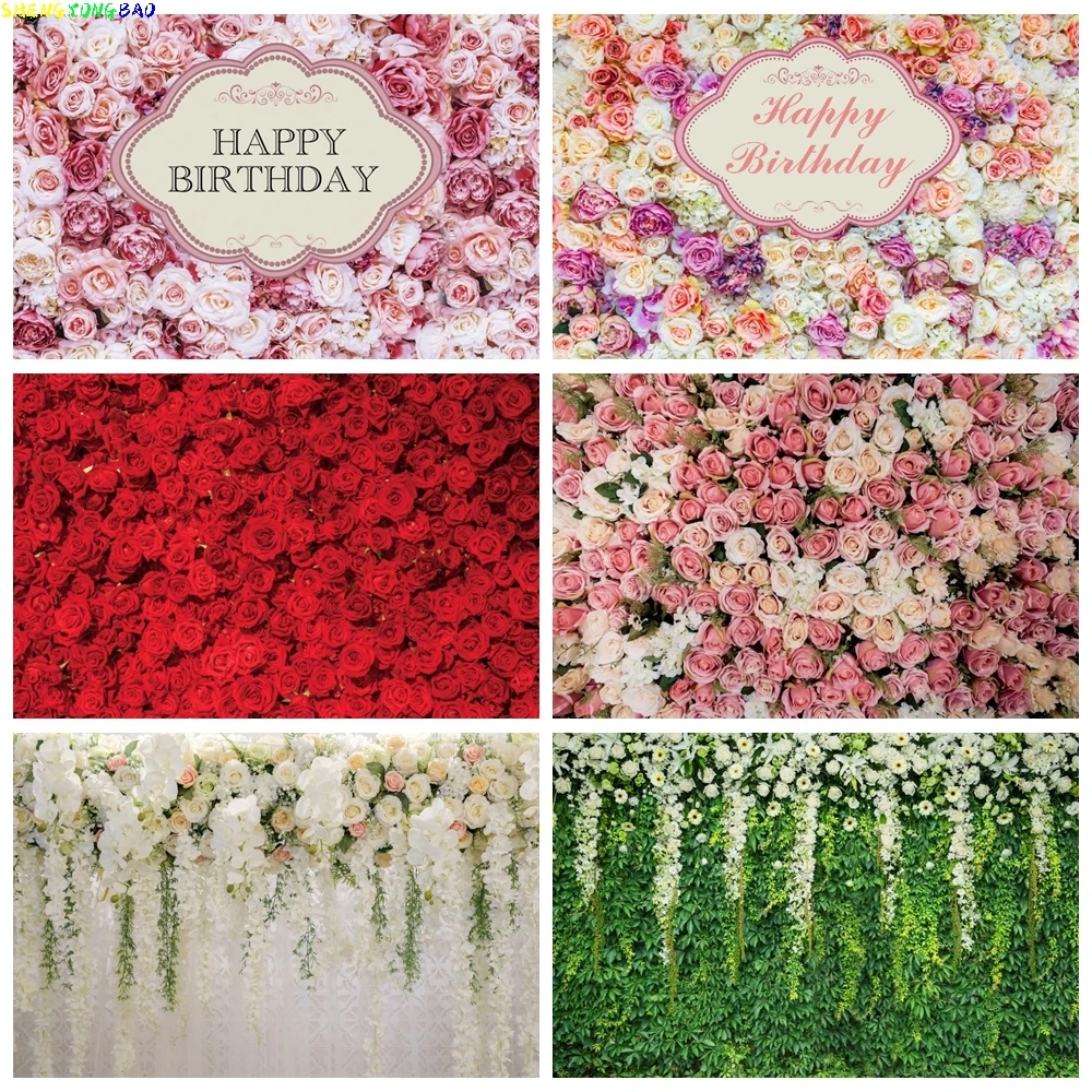 

Floral Flower Wall Wedding Backdrop for Photography Bridal Baby Shower Birthday Mariage Ceremony Background Decor Photo Studio