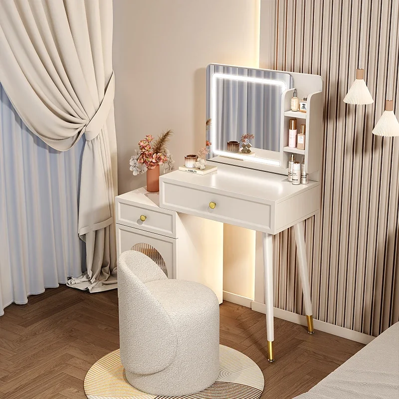 Tocador de maquillaje, mesa con soporte, mueble moderno de lujo para dormitorio, mesa de maquillaje, cajón, espejo, muebles para el hogar