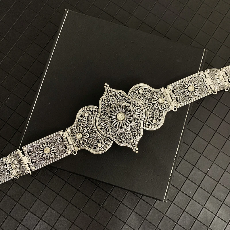 Antiek Goud Kaukasus Bruids Riem Arabisch Wedding Sash Verstelbare Ketting Riemen Voor Vrouwen Moslim Abaya Metalen Riemen