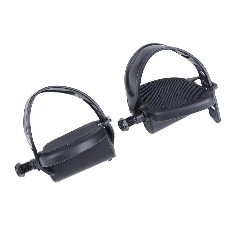 * 1Pair Exercise Bike Pedals High Toughness Fitness Bike Pedal Parts Anti Slip With Straps For Indoor Home Gym Replacement Parts