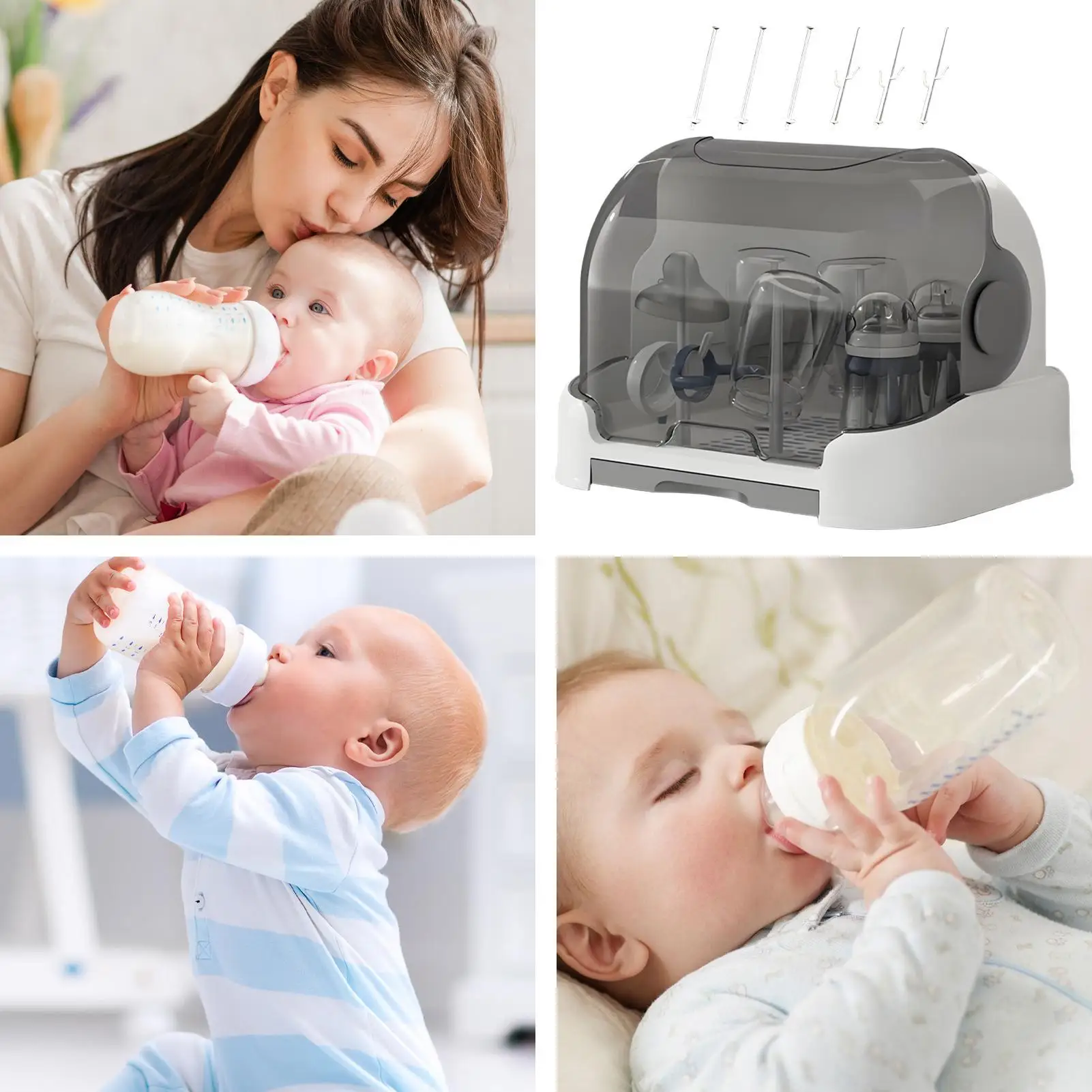 

Baby Bottle Rack Baby Bottle Drying Holder Storage Box With Lid And Detachable Drain Tray For Postpartum Care Center Kitchen