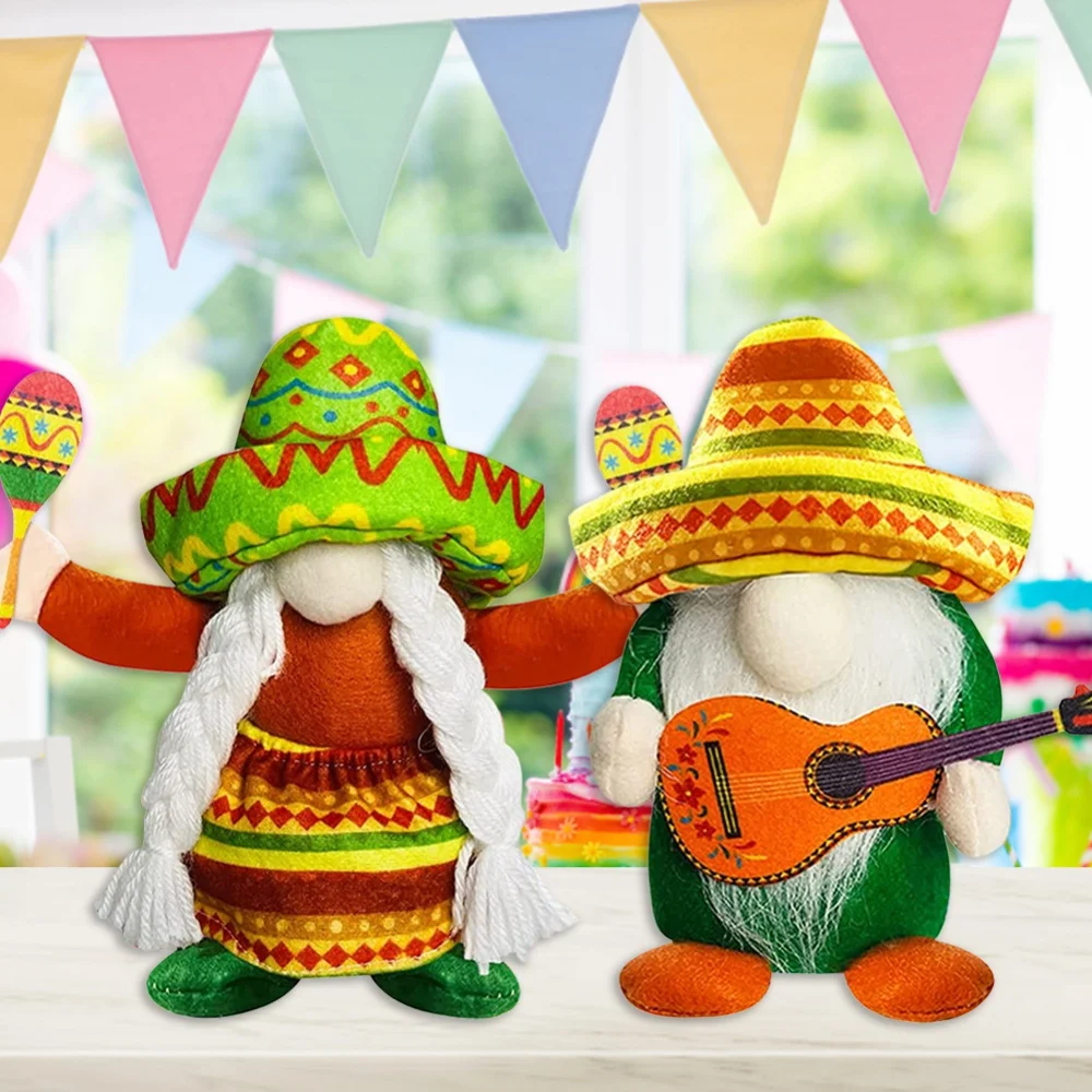 Fiesta Gnomes Cinco de Mayo Tomte for Mexican Taco Tuesday Gnomes Summer Plush Decor for Home Party Kitchen Tiered Tray