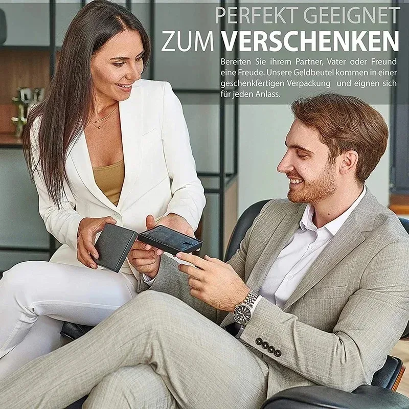Herren-Geldbörse, Kreditkarten-Geldbörse, RFID-Schutz, einfache, ultradünne, kleine Geldklammer aus PU – Detail 5