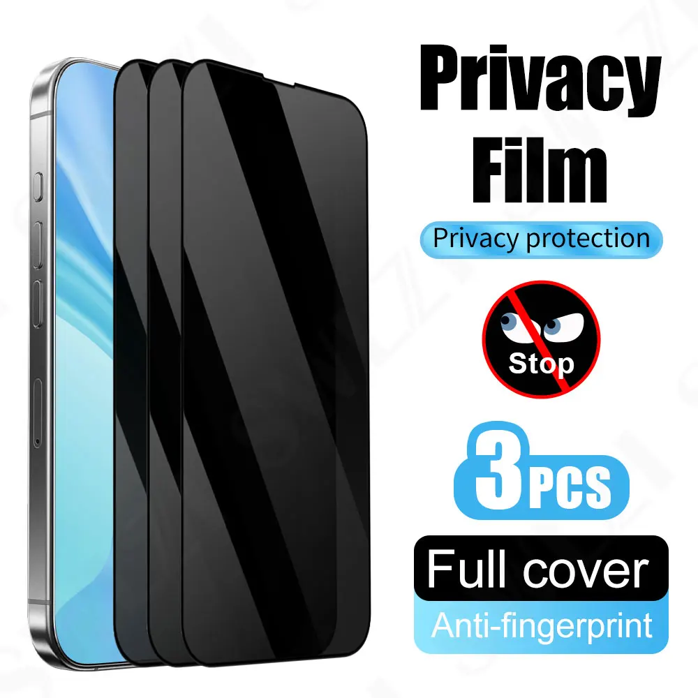 

3Pcs Privacy Tempered Glass Phone Screen Protector for iPhone 17 16 Pro Glass Smartphone 15 Plus 14 Protective Film 13 12 11 XR