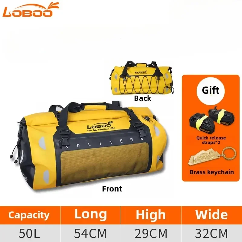 LOBOO Motorcycle Tail Bag 40L-90L Motorcycle Riding Equipment Pedal Helmet Back Camel Hanging Bag Waterproof Reflect Light Bag