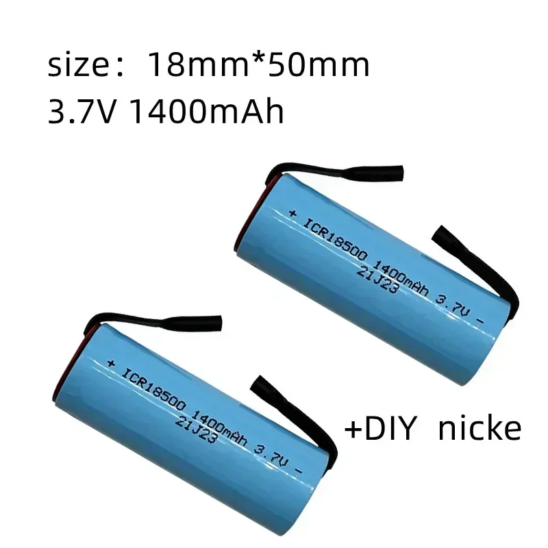 Batterie Li-Ion Rechargeable 18500, 3.7V 1400mAh, légère et de grande capacité, + feuille de Nickel à faire soi-même