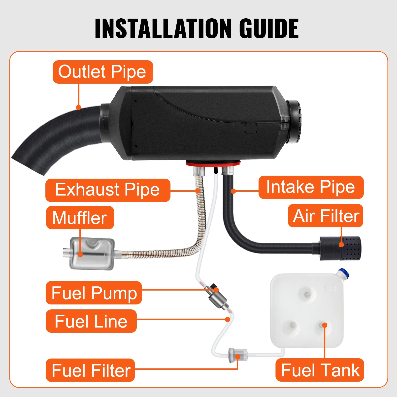 5KW Diesel Air Heater 12V Diesel Parking Heater LCD Switch Diesel Heater Low Noise Fit for RV Trailer Trucks Boats Vans view 6