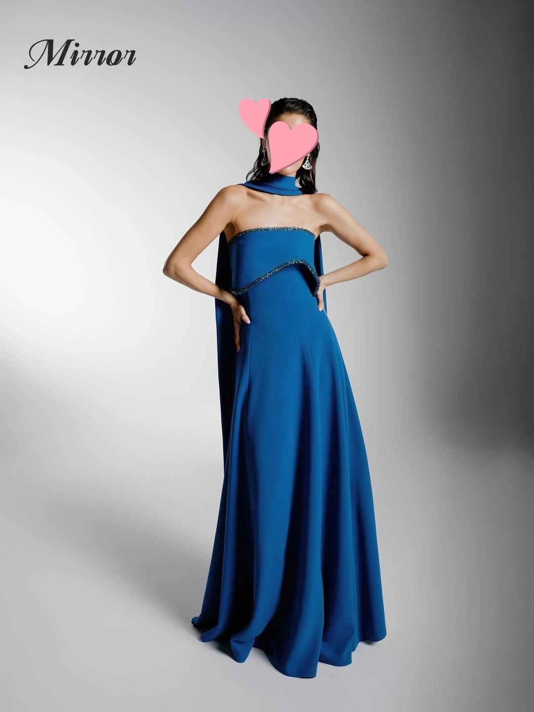 

Mirror Dress Elegant Vintage Sweet Blue Crystal Beads Ribbon New Customize Formal Occasion Prom Dress Evening Party Gowns