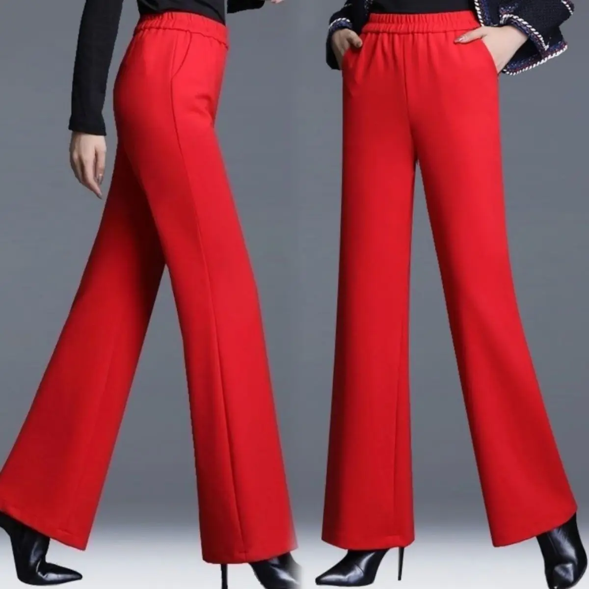 Pantalon de costume drapé pour femmes, taille haute, élastique, ample, à la mode, polyvalent, décontracté, printemps automne