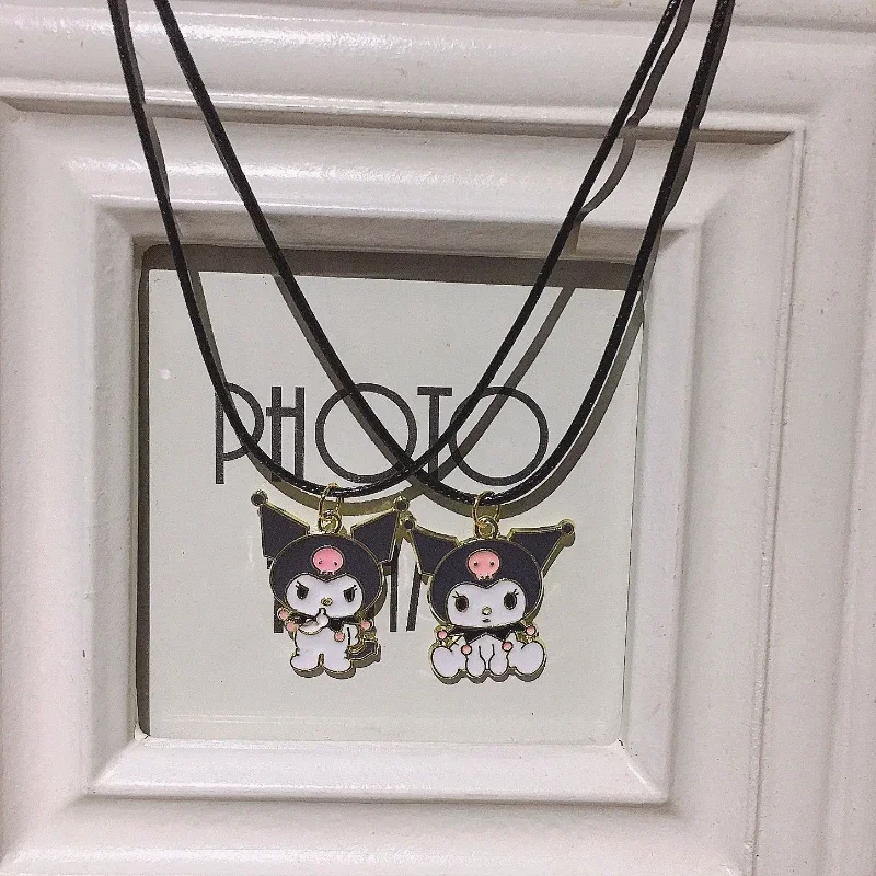 Black sweet cartoon Kulomi couple necklace for boyfriend and girlfriend student gift alloy cartoon pendant accessories