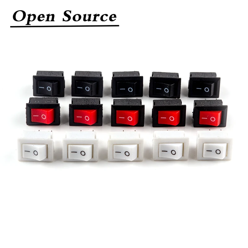 5/10Pcs Drukknop 10X15Mm Spst 2Pin 3A 250V KCD11 Snap-In on/Off Rocker Switch 10Mm * 15Mm Zwart Rood En Wit