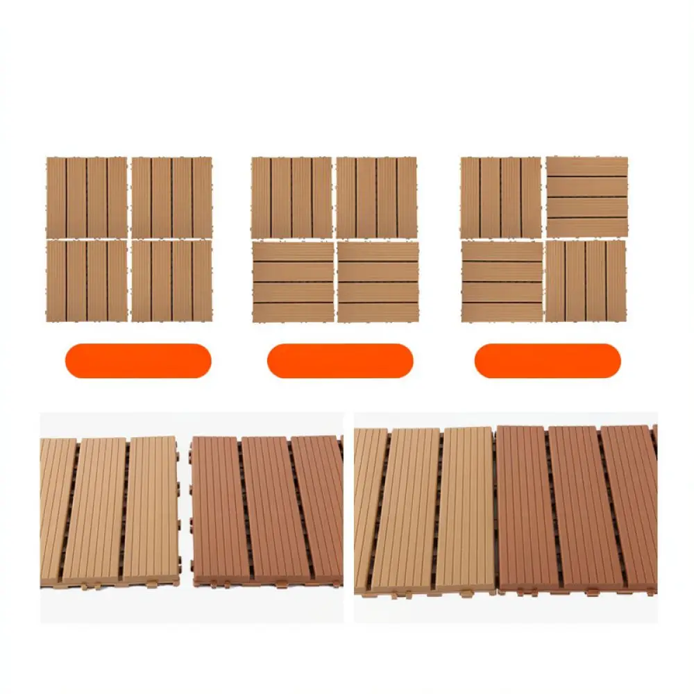 Outdoor Interlocking Plastic Floor Tiles Waterproof Patio Decking Self Assembly Balcony Flooring Wood Grain Garden Decoration