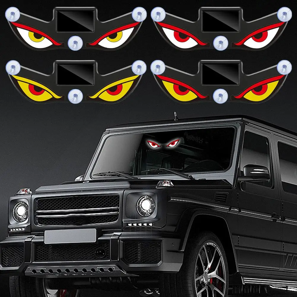 Solar Powered Car Neon Light Wireless Cool DEMON EYE Breathing Lamp Rechargeable USB Suction Light Led Cup Ambient Atmosphe F8U4