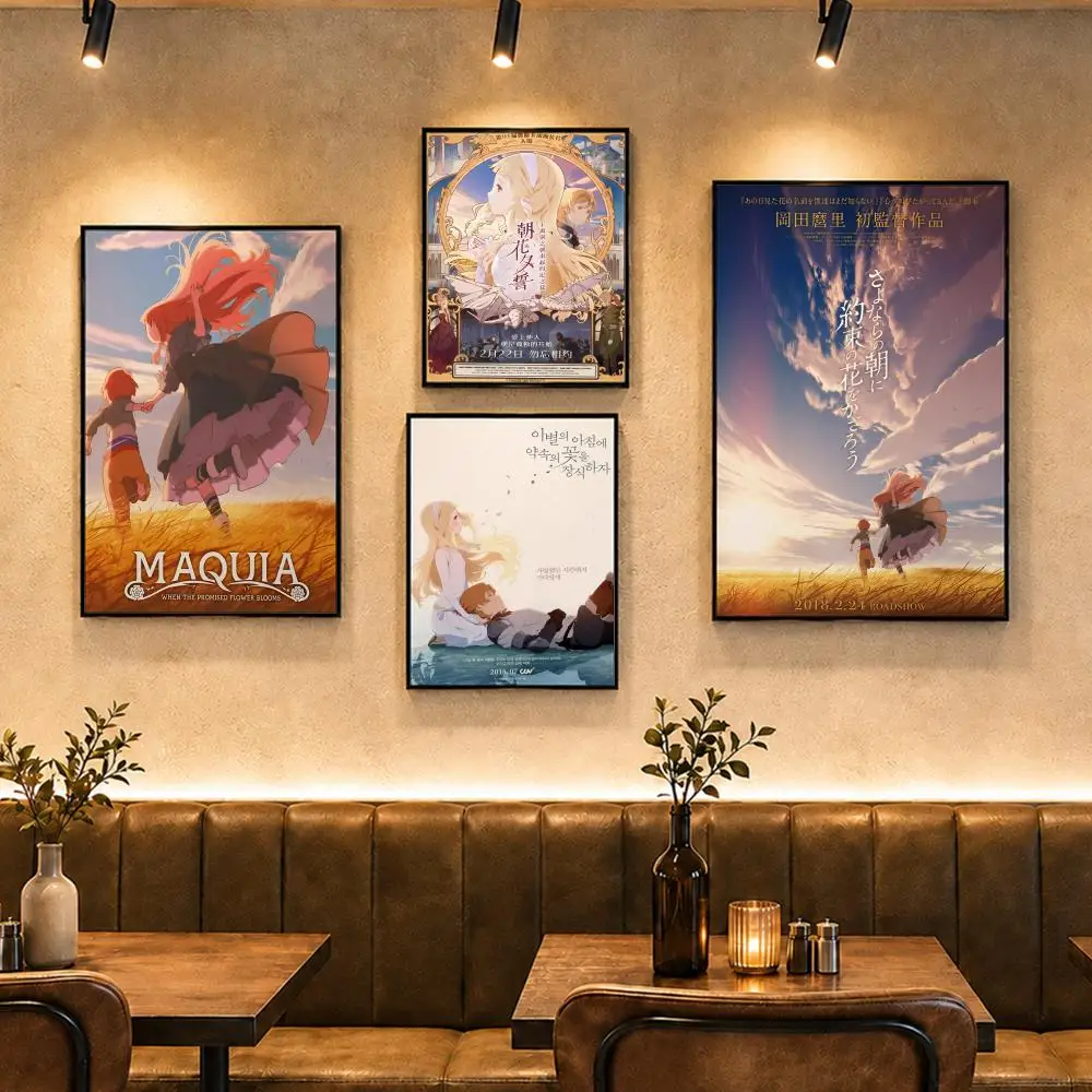 Maquia: When the Promised Flower Blooms Poster Vintage Retro Anime Poster Stickers Peel and Stick Wall Art Home Decor