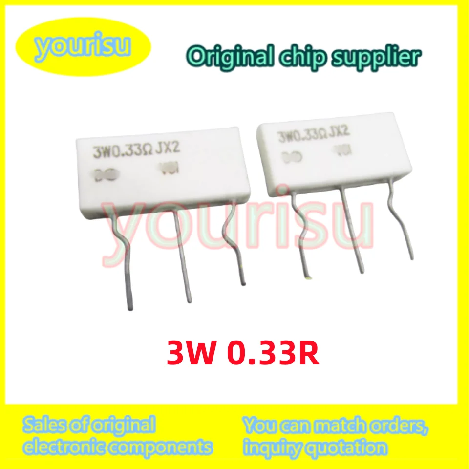 5Pcs/Lot Original 3W 0.33R 0.33RJ 330MR 0.33Jx2 5% Power Amplifier Triangular Ceramic Cement Resistor
